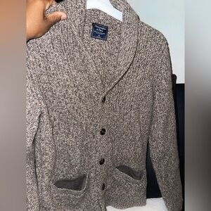 ABERCROMBIE & FITCH MEN BROWN SHAWL SWEATER SIZE MEDIUM NWOT